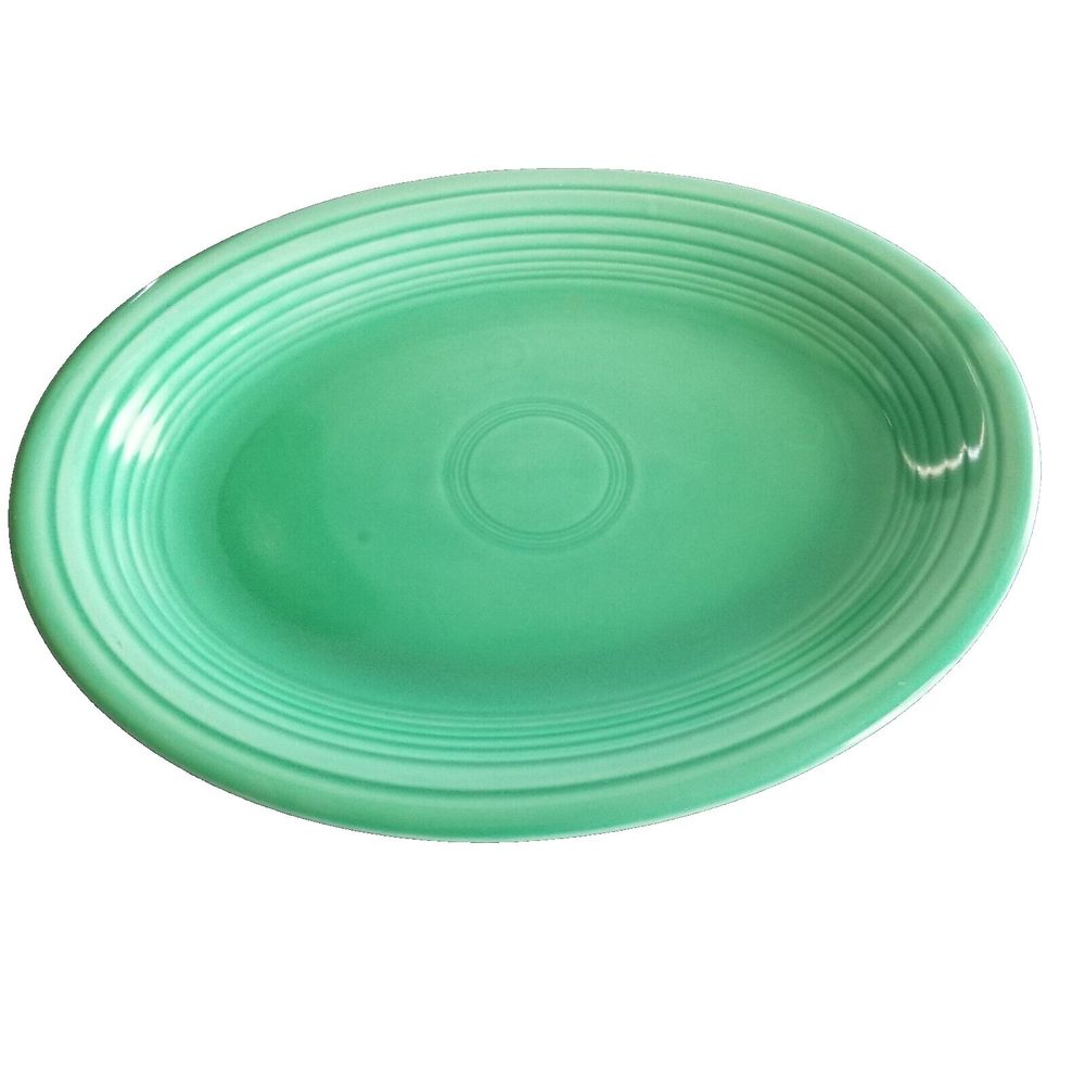 Fiestaware Green Oval Serving Platter Dish Homer Laughlin 12"x 10"